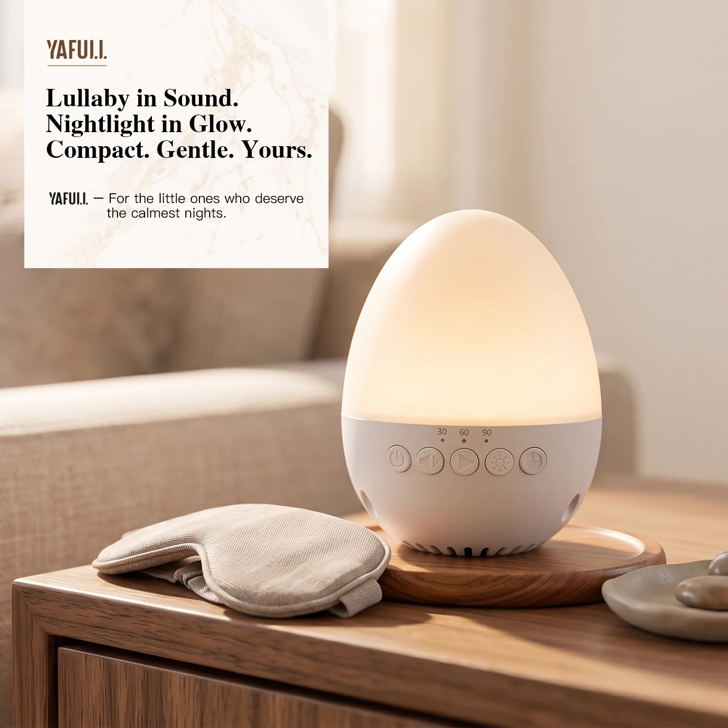 YAFULL Egg Shape White Noise Machine Baby Sleep Aids and Soothers Night Light Rechargeable 30 Sounds Timer for Newborn Nursery