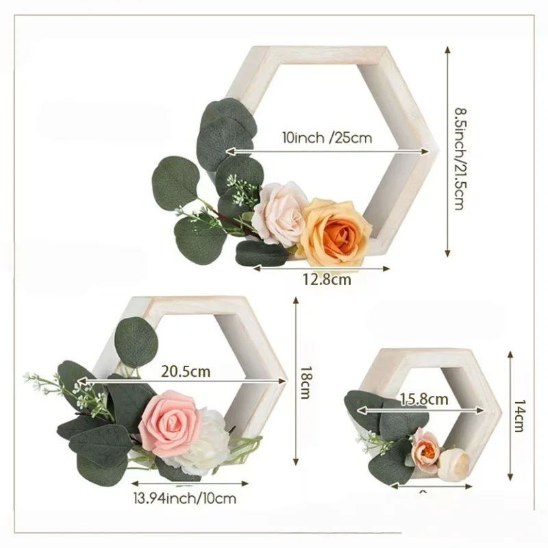 Creative Geometric Hexagon Honeycomb Floating Shelves, Modular Wall Mount Plant Display Frame for Living Room Wall Decor