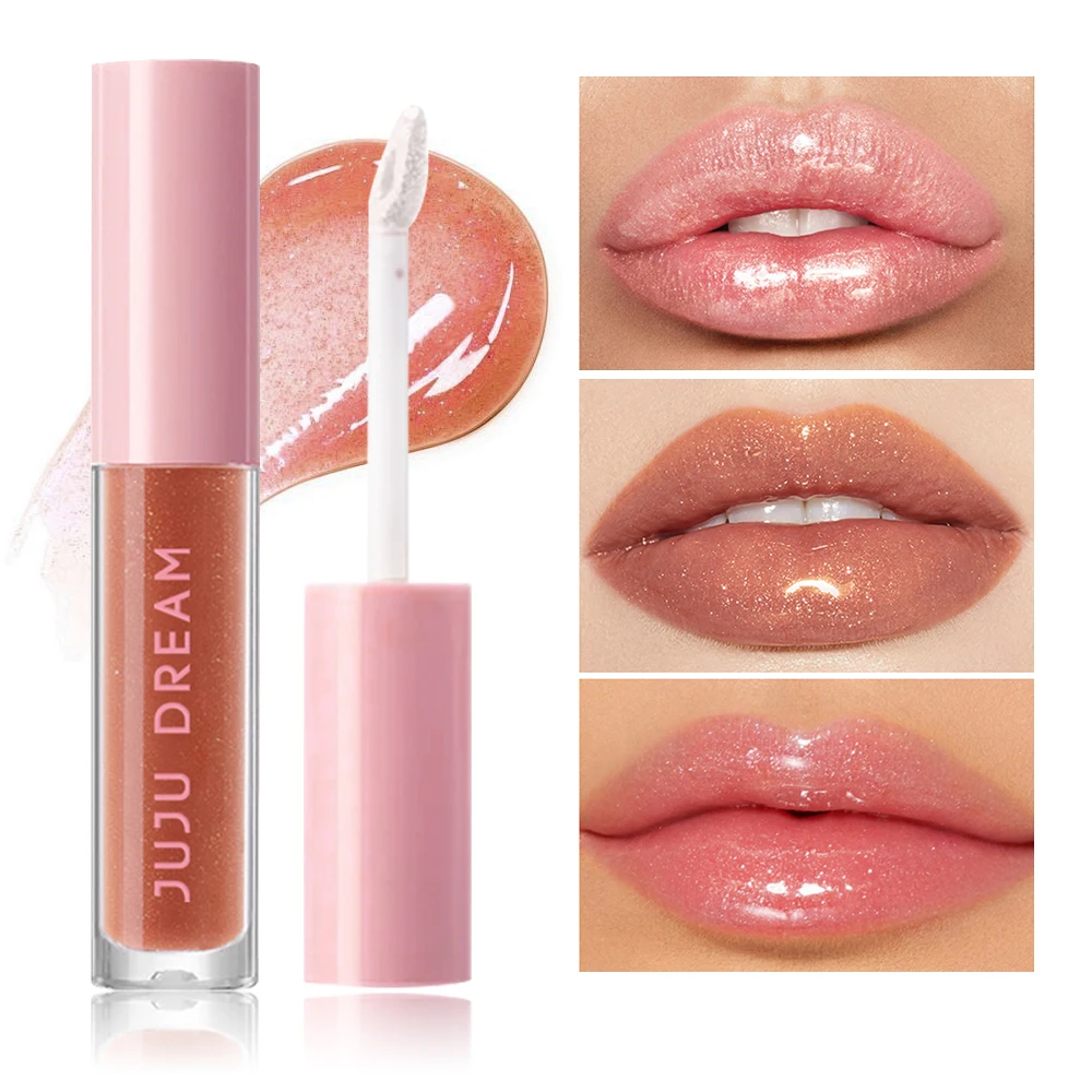 1pc/4pcs, Moisturizing Lip Oil, Candy Lip Glaze, Mirror Pearlescent Nude Lip Gloss In 4 Shades, Moisturizing And Nourishing