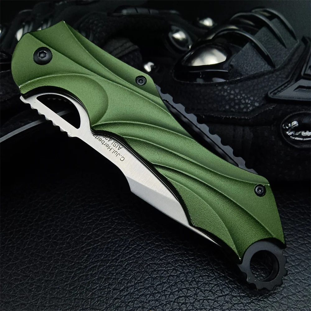 Camping Hunting Pocket Knife Folding Knife 440C Blade Aluminum Alloy Handles Tactical Knife Self-defense Combat EDC Multitool