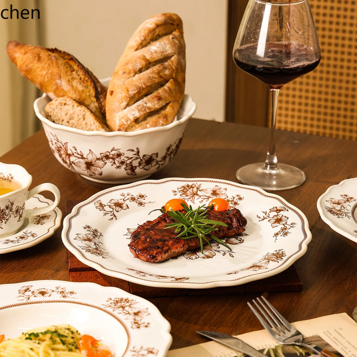 Zml ceramic dinnerware set - multi-person dinnerware, bowls, plates, - retro style for home, coffee shop, or housewarming gift