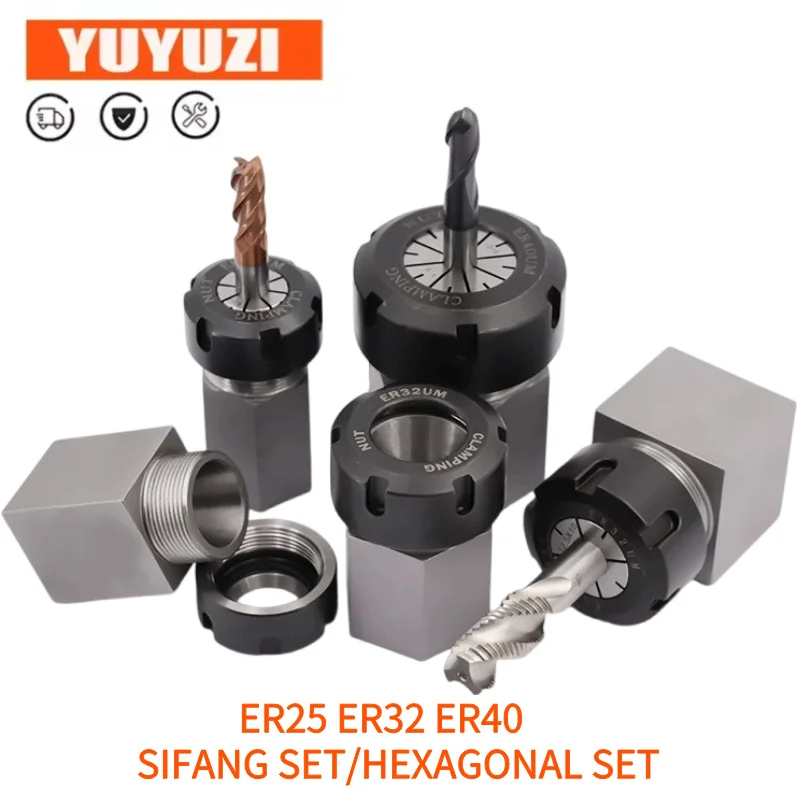 High Quality ER25 ER32 ER40 Square/Hexagonal Collet Block Chuck Holder ER Spring Chuck Seat for CNC Lathe Engraving Machine