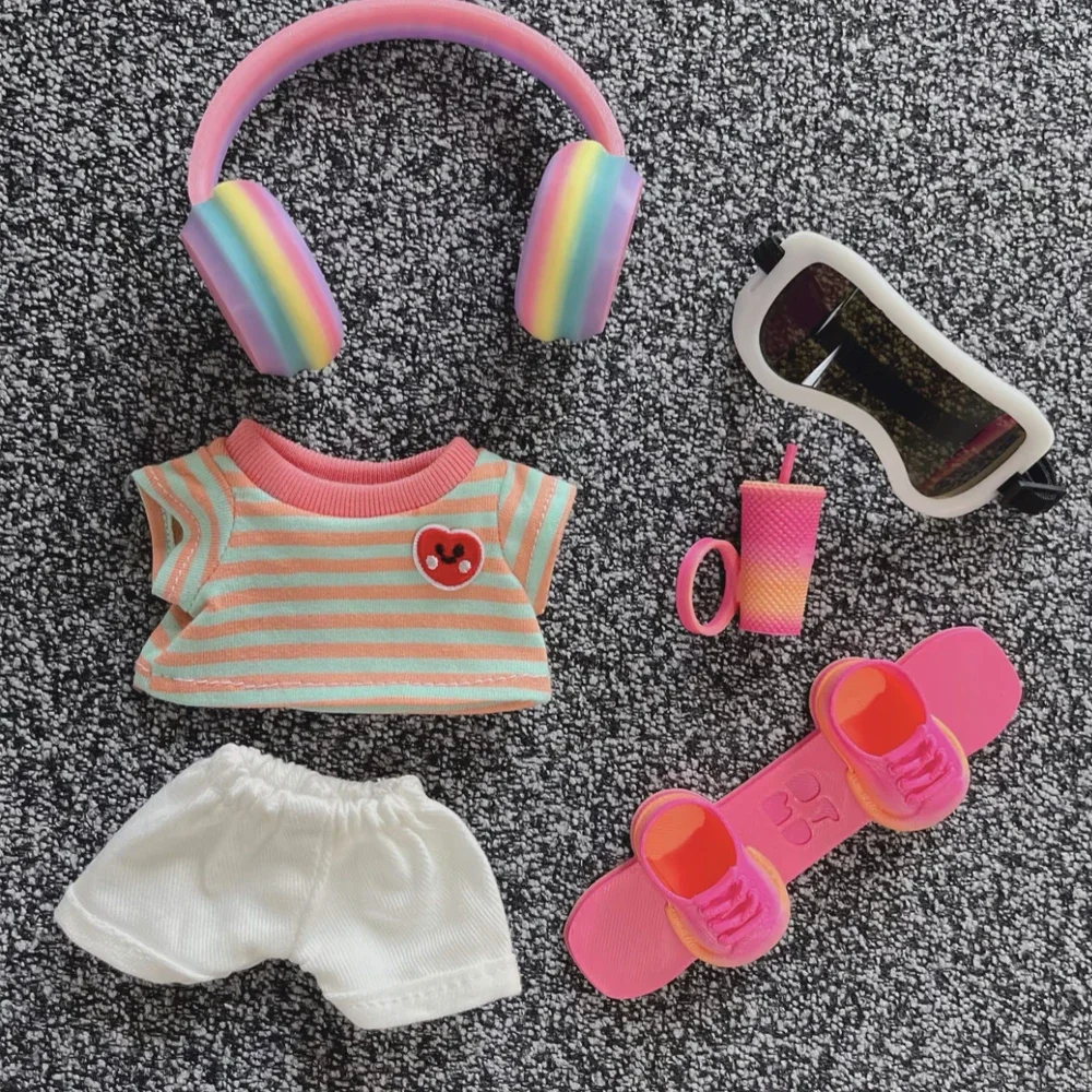 Taza de agua y té de la leche a juego para Snowboard, Ropa Labubu de 17cm, traje de moda, estilo esencial para esquiar