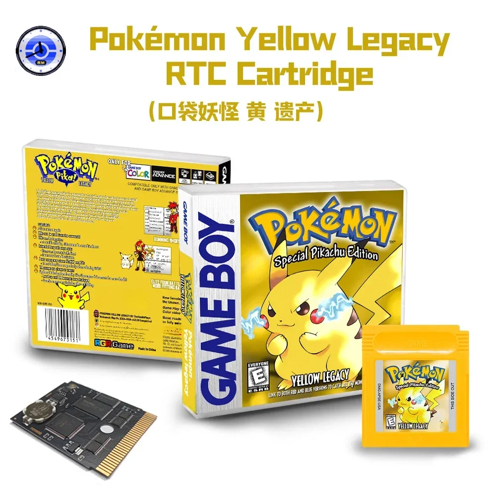 بطاقة ألعاب ساعة بوكيمون GBC RTC، كريستال مكعب، إصدار إعادة تعيين ذهبي 97، قرمزي، بريزم، بطاقة ألعاب إنجليزية من سلسلة بوكيمون GBC