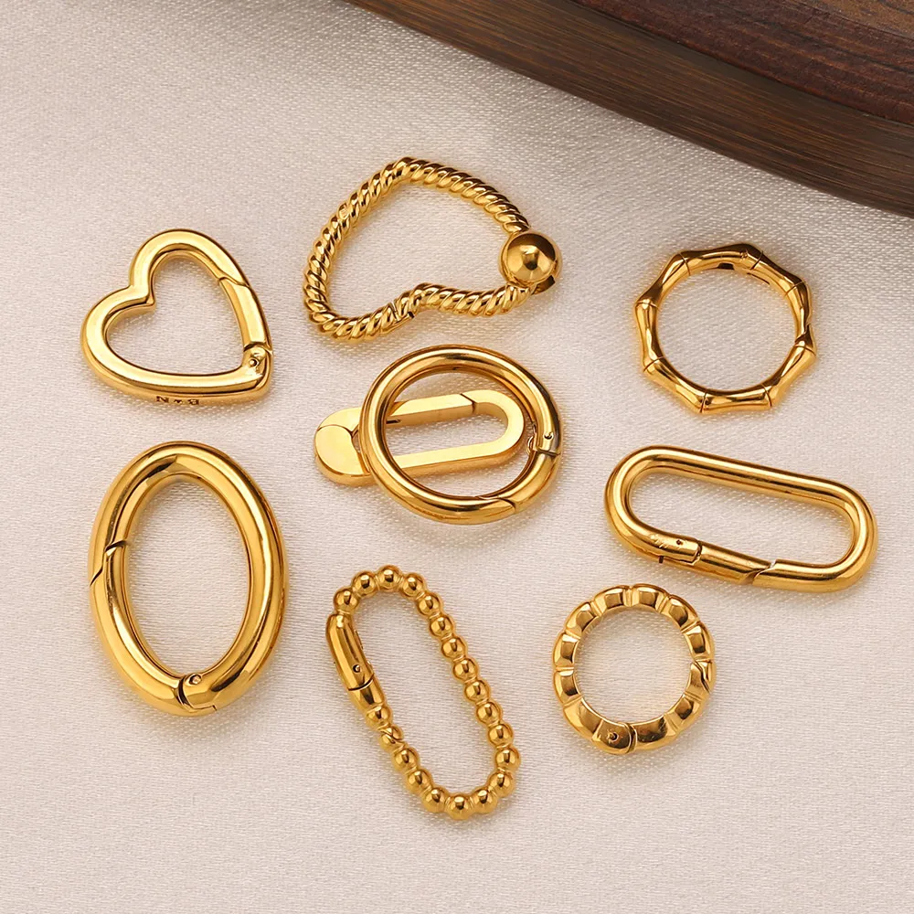 

2 шт. Застежки-крючки из нержавеющей стали, позолоченные, в форме сердца и круга, для изготовления ожерелий и браслетов, аксессуары для рукоделия