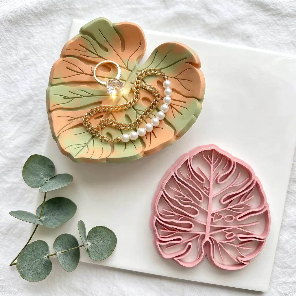 Oversized Monstera Leaf Polymer Clay Cutter, Tropical Tray Mold, DIY Jewelry Organizer for Rings Earrings Trinkets Craft Tool