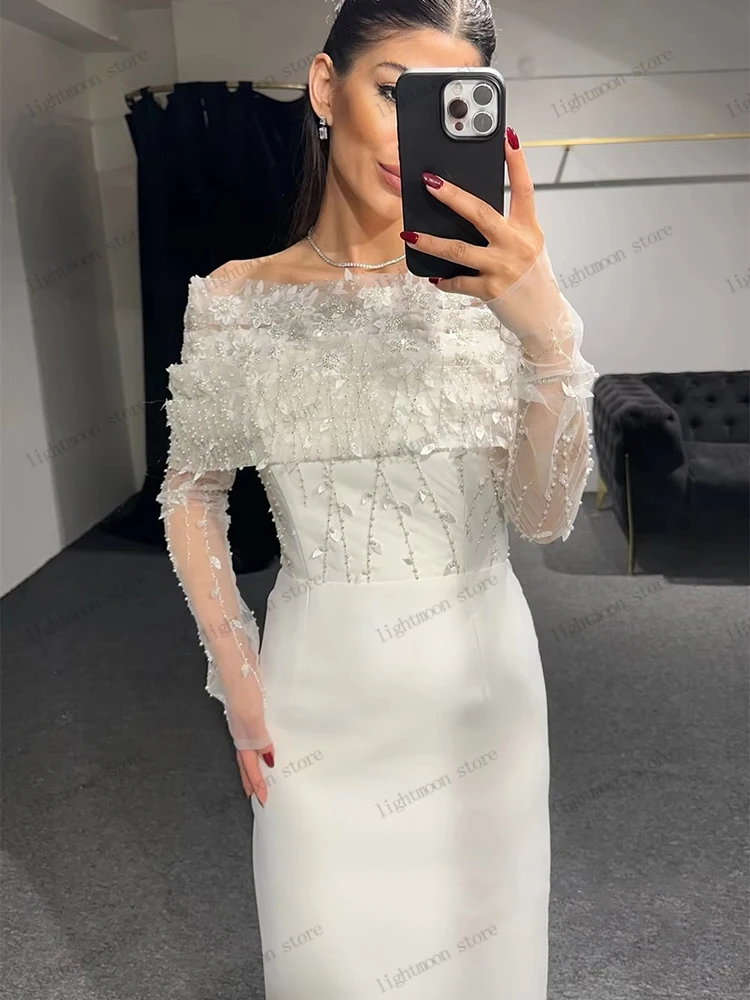 Anmutige Abendkleider, Satin-Abschlussballkleid, Spitzenapplikationen, schulterfrei, Roben für Frauen, wunderschöne Vestidos De Gala, individuell gestaltet