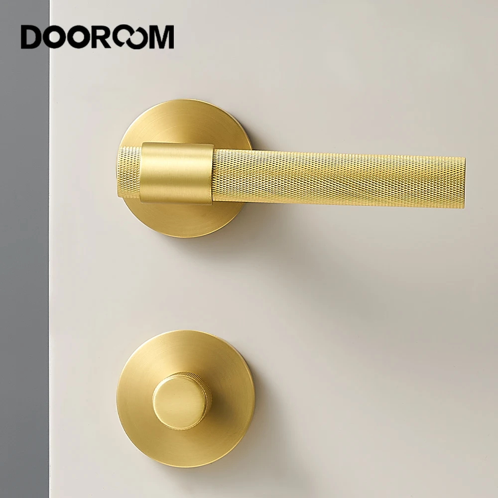 Imagem -02 - Dooroom-brass Knurled Door Lock Grupo Maçaneta Interior Double Wood Lever Grupo Manequim Privacidade Quarto e Banheiro Moda