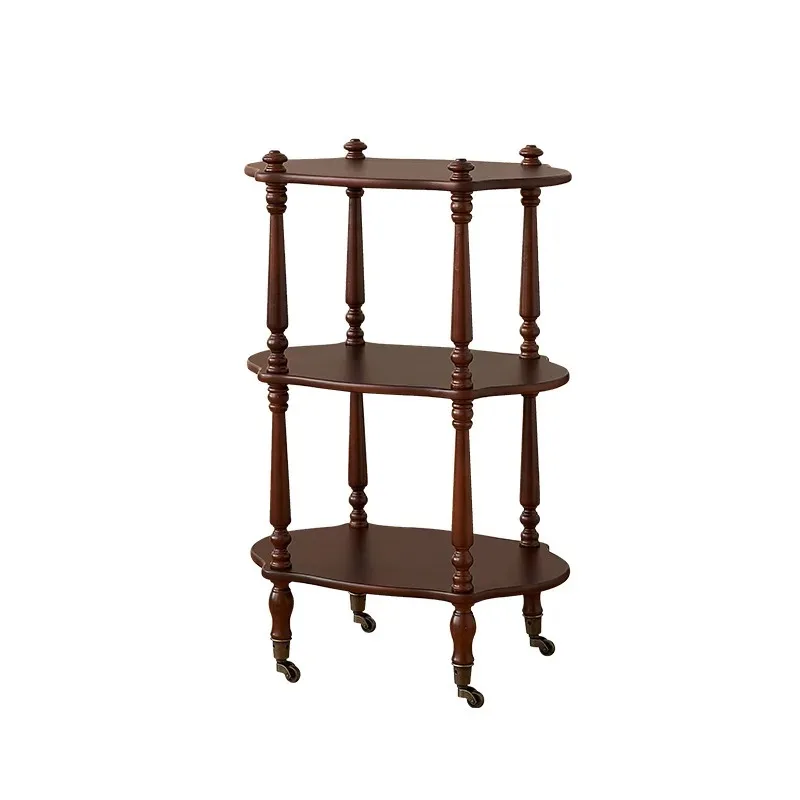 

Retro living room storage rack removable sofa edge few corners bedside solid wood trolley