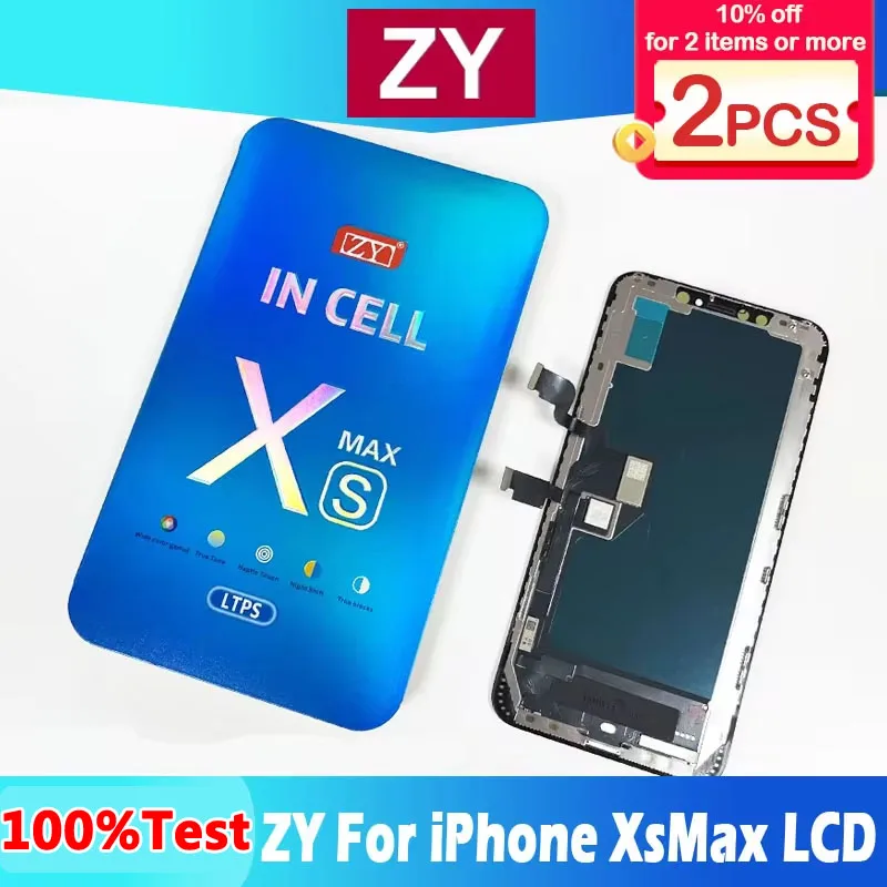 2Pcs ZY Incell LCD Screen for IPhone XsMax LCD Display Touch Screen Digitizer Replacement Parts True Tone Mobile Screen Repair