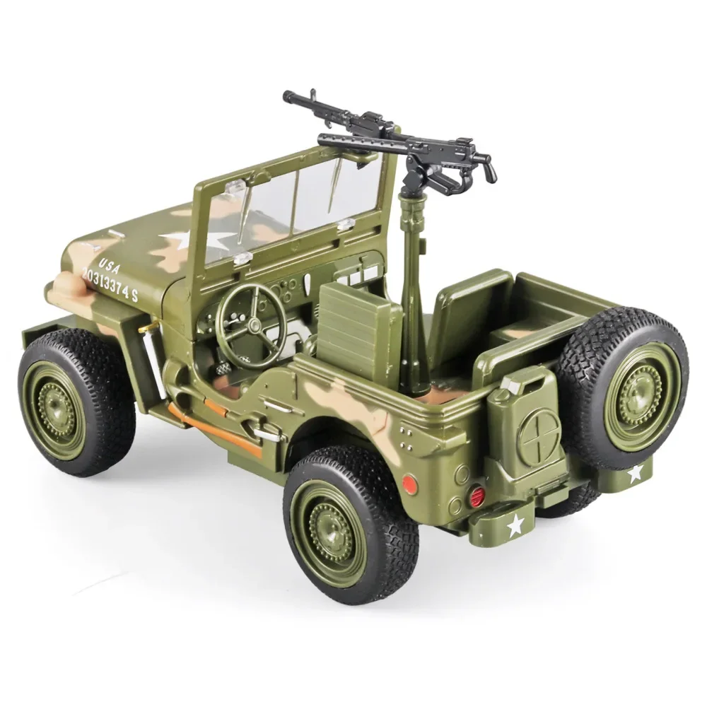 

1:32 Willys GP Military Off-road Vehicle Alloy Diecasts & Toy Vehicles Metal Toy Car Model Sound and light Collection Kids Toy
