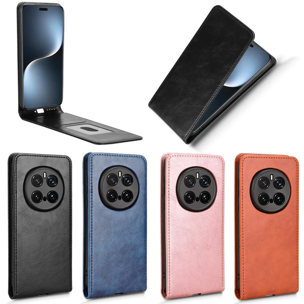 

Для Honor Magic 7 Pro флип-вертикальный чехол в стиле ретро из гладкой кожи с полным покрытием, держатель для карт для Honor Magic7, сумки для телефонов