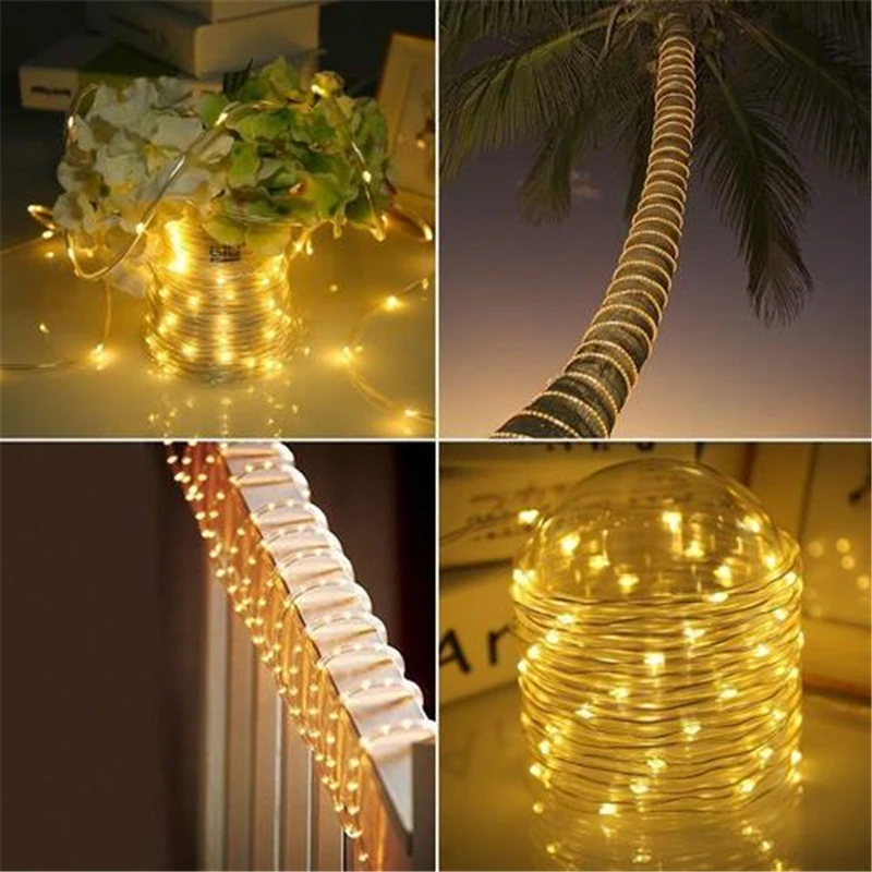 Rope Strip Light 8 Modes Solar LED Waterproof Tube Rope Garland Fairy Light Strings Outdoor Garden Christmas Decor 22m/12m/7m