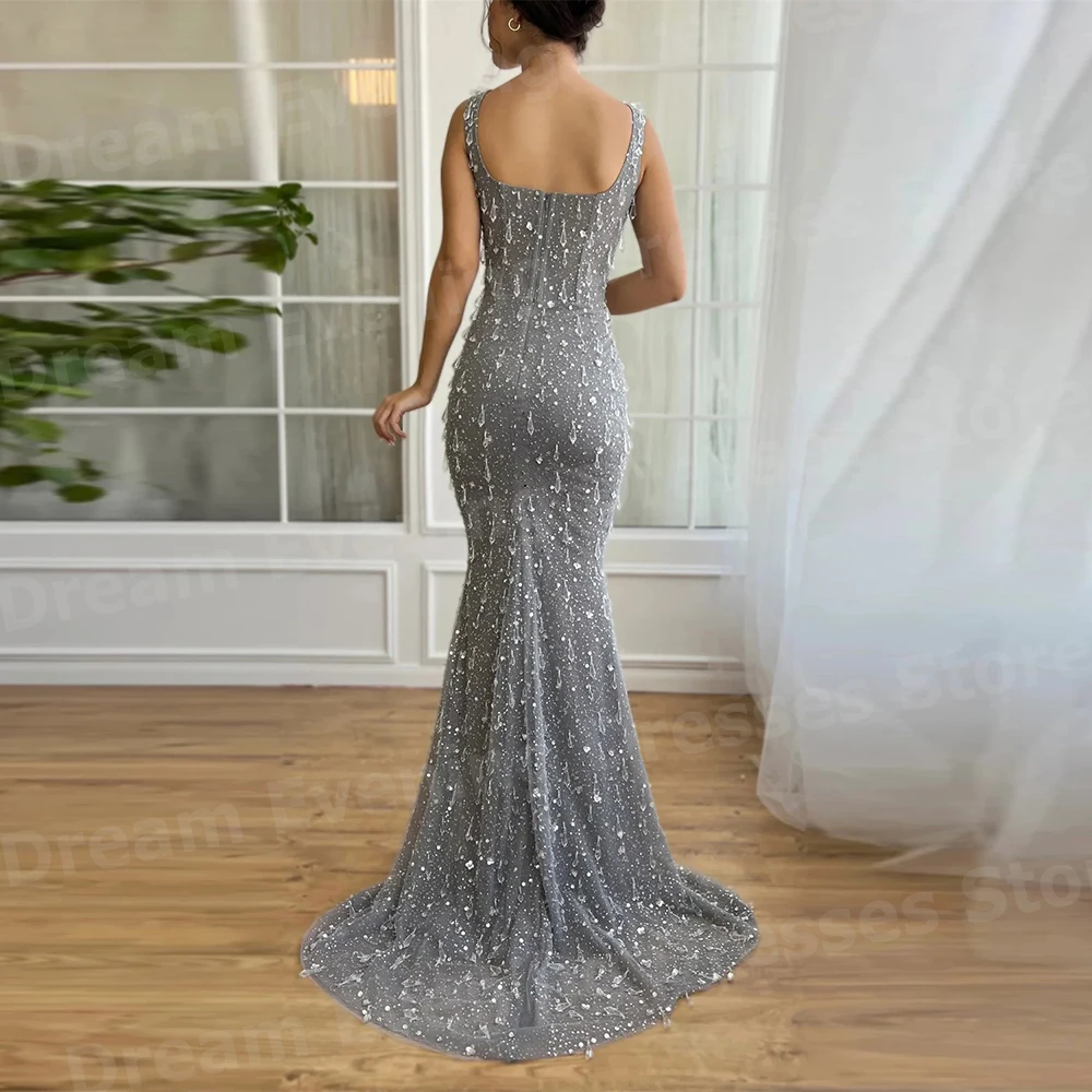 Luxurious Mermaid Women's Evening Dresses Customized Sexy Spaghetti Strap Prom Gowns Backless Lace Vestidos Para Mujer Elegantes