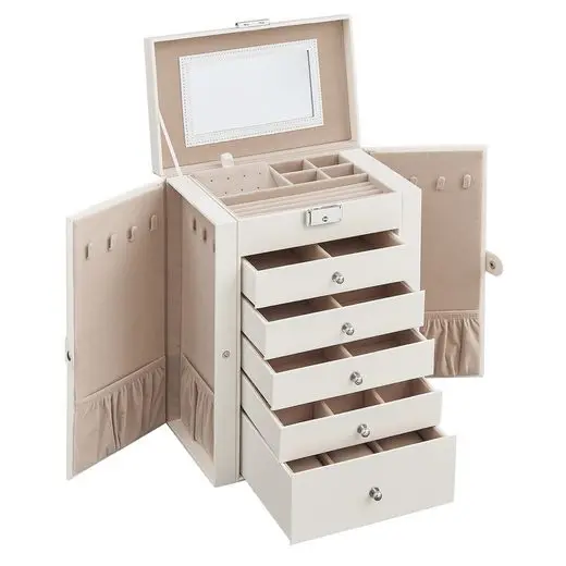 SONGMICS jewelry box 6-level jewelry box side folding doors