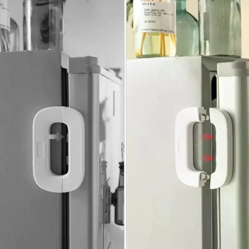 Heavy Duty Adhesive Refrigerator Lock No Drill Toddler Proof Child Safety Latch for Freezer Cabinet Drawer Kitchen