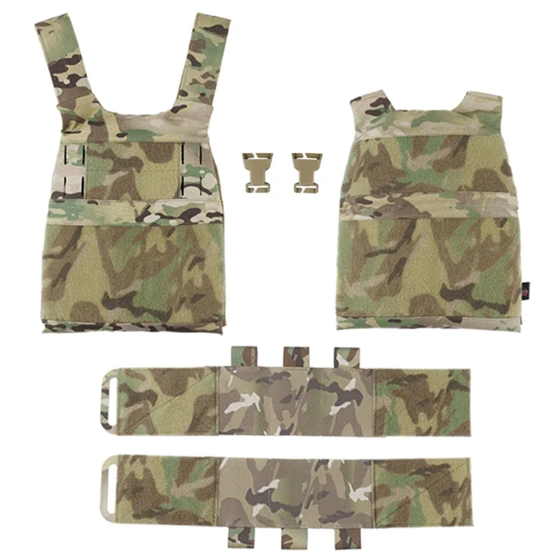 Tactical Vest Airsoft Low Vis Slick Lightweight Plate Carrier Vest Quick Release Elastic Cummerbund 500D Multicam Vest