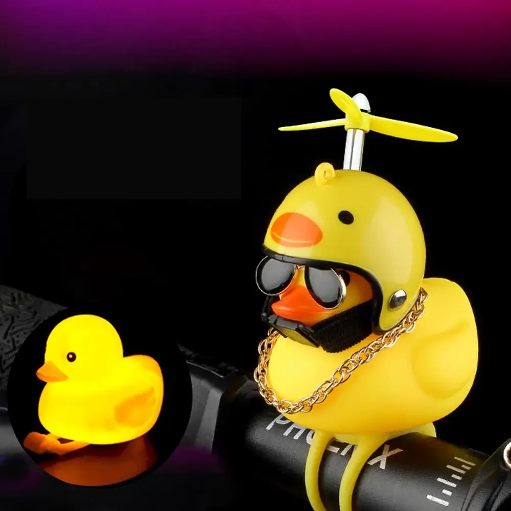 Rubber Duck  Motorcycle Bicycle Car Ornaments Yellow Duck Car Dashboard Decorations Cool Glasses Duck with Propeller Helmet