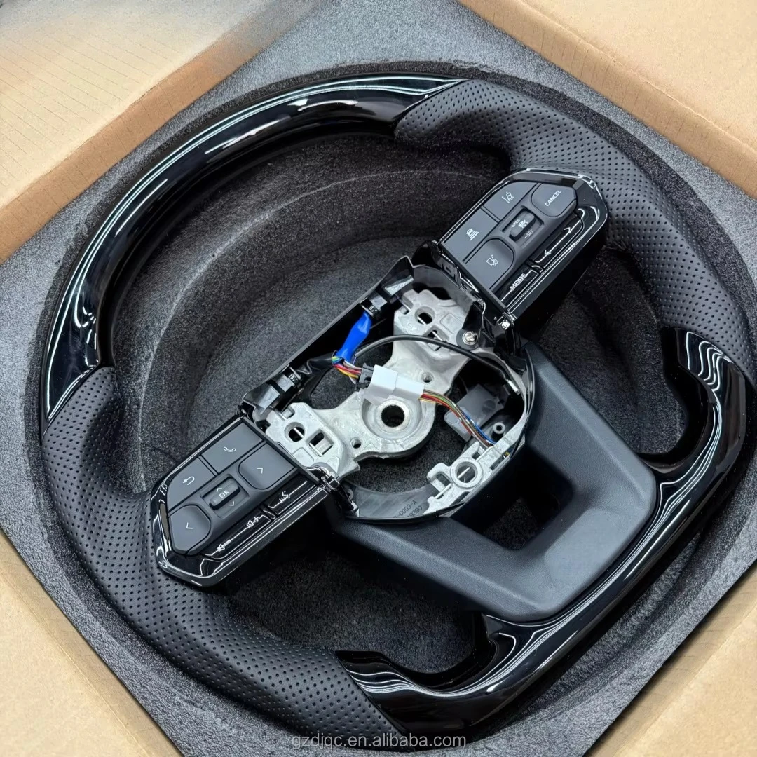Outlet Black Ebony Leather Sports D Shape High Quality Steering Wheel
