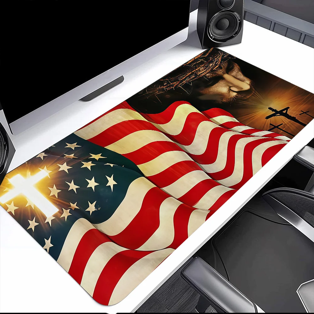 

One Nation Under God American s Mouse Pad Large Desk Mat Keyboard Ergonomic Office Rubber PC Non-slip Anti-fray Home Custom