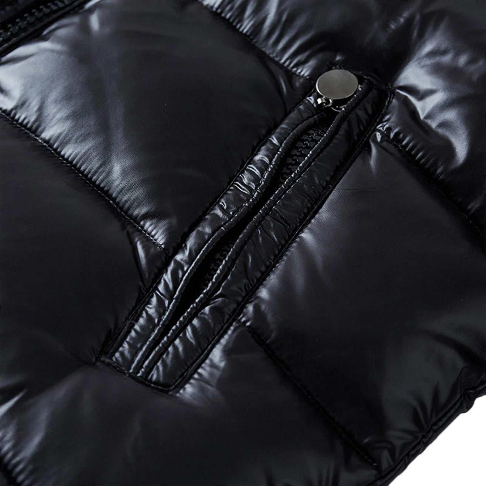 Shiny Men Padded Jackets Clothing Winter Puffer Jackets Thickened Hooded Quilted Coat Zip Up Pockets Male Parka Outerwear 2024