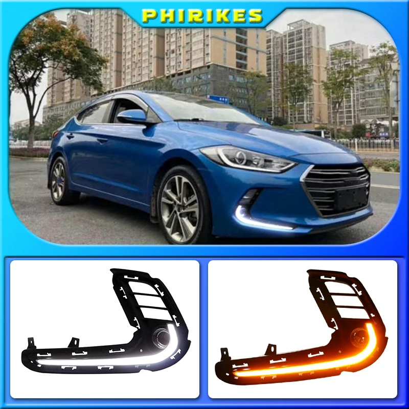 

1set 12V ABS Daytime Running Light Daylights DRL For Hyundai Elantra 2016 2017 2018 With Turn Yellow Signal Lights AUTO