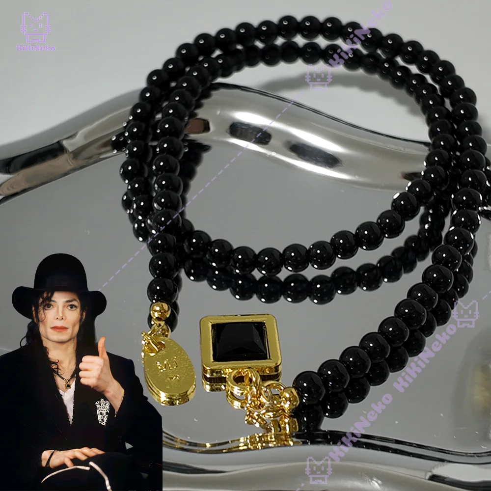 Collier de dévotion MJ, accessoire de cosplay du megastar Michael Jackson, souvenir de mode, collier de perles vintage Michael, cadeau, accessoires pour Halloween.