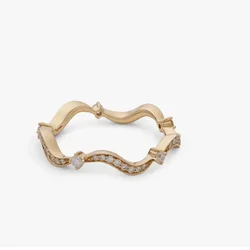 Micro Paved 5A Cubic Zirconia CZ Wave Band Stacking Engagement Band Ring For Women