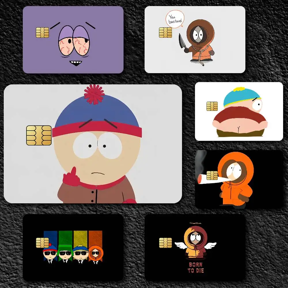 Cartoon S-South Cute P-Park Waterproof Film Skin Cover 4PCS Credit Card Stickers Debit Front Decoration Commuter Pass