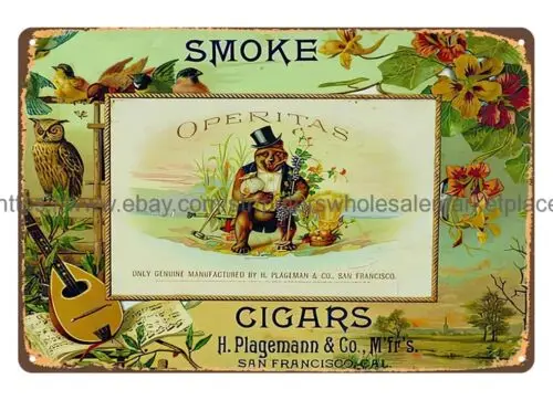 OPERITAS CIGARS gift for smokers metal tin sign discount wall decoration