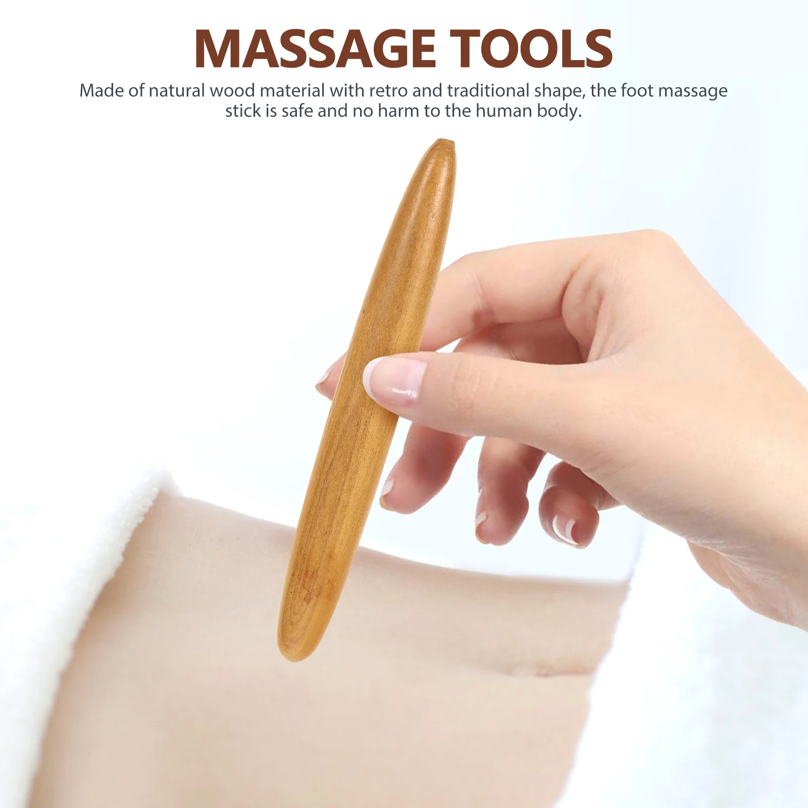 2 Pcs Massage Equipment Acupressure Stick Neck Massager Wood Foot Tool Light Brown Facial