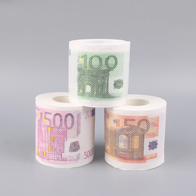 1 Roll 50/100/500 EUR Bill Toilet Paper Decoration for Home Rolling Paper Holder Toilet Tissue Funny Gift