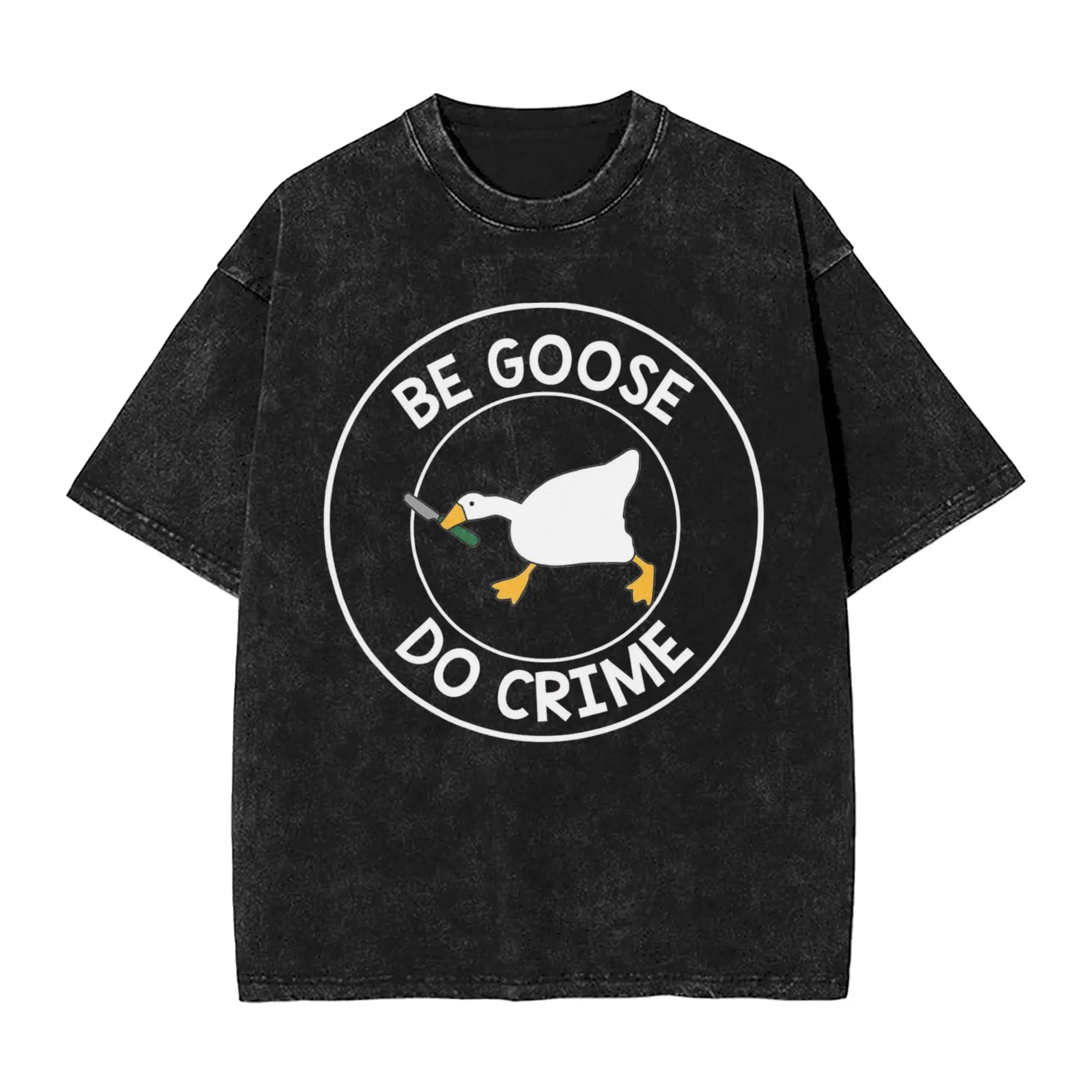 Do crime Untitled Goose Game T Shirts Hip Hop Washed Cotton Oversize T-Shirts  Fashion for Men Tops Streetwear Summer Tops Tees