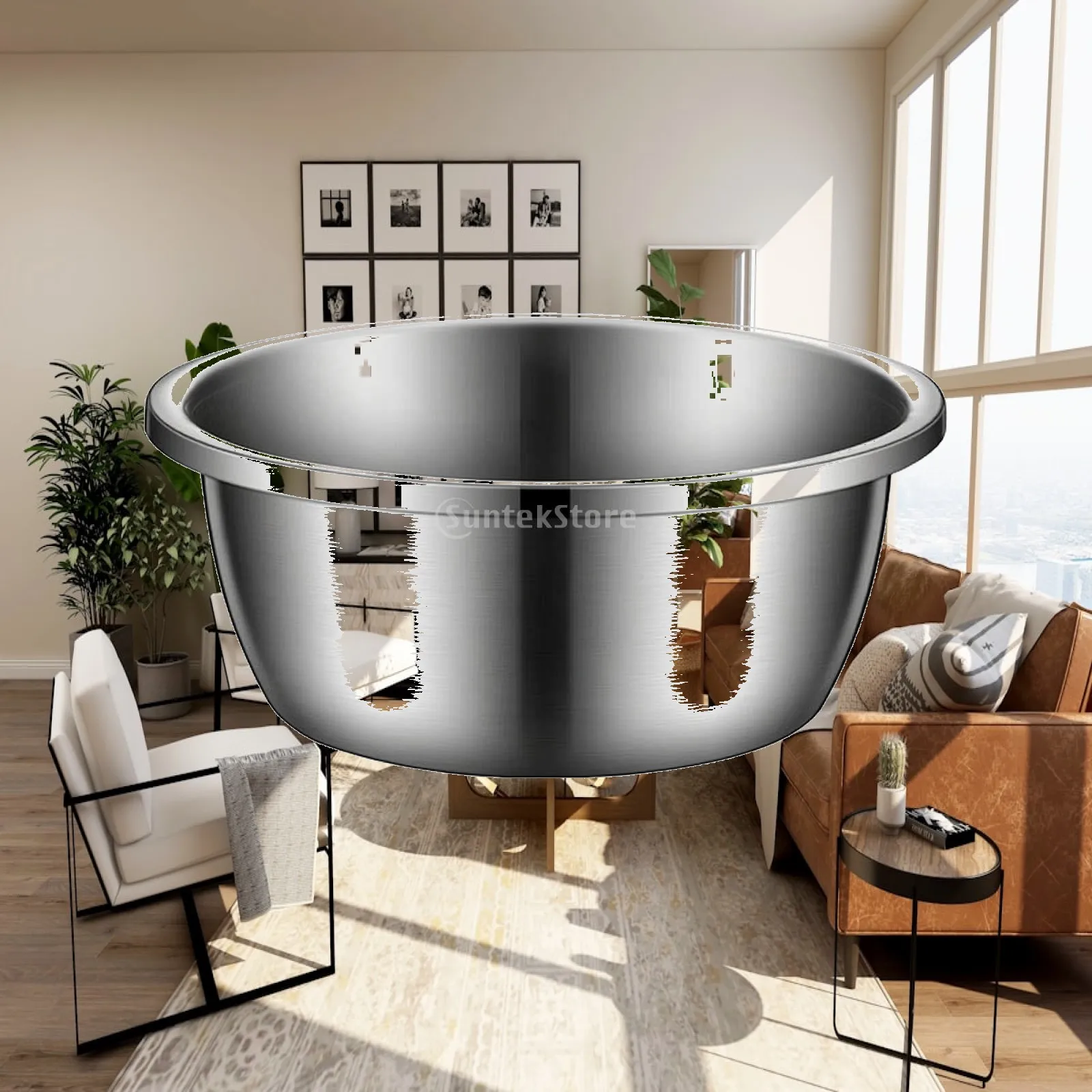 Polished Stainless Steel Mixing Basin Kitchen Bowl for Food Prep Produce Washing Sturdy Rolled Rim Rounded Design