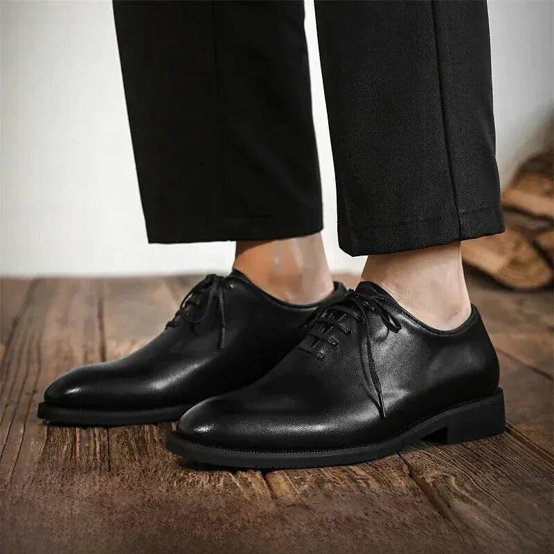 

Casual Business Shoes Soft Bottom Two Layer Cowhide Men's Fashionable Leather Shoes British Style round Toe Low Heel Wear Res...