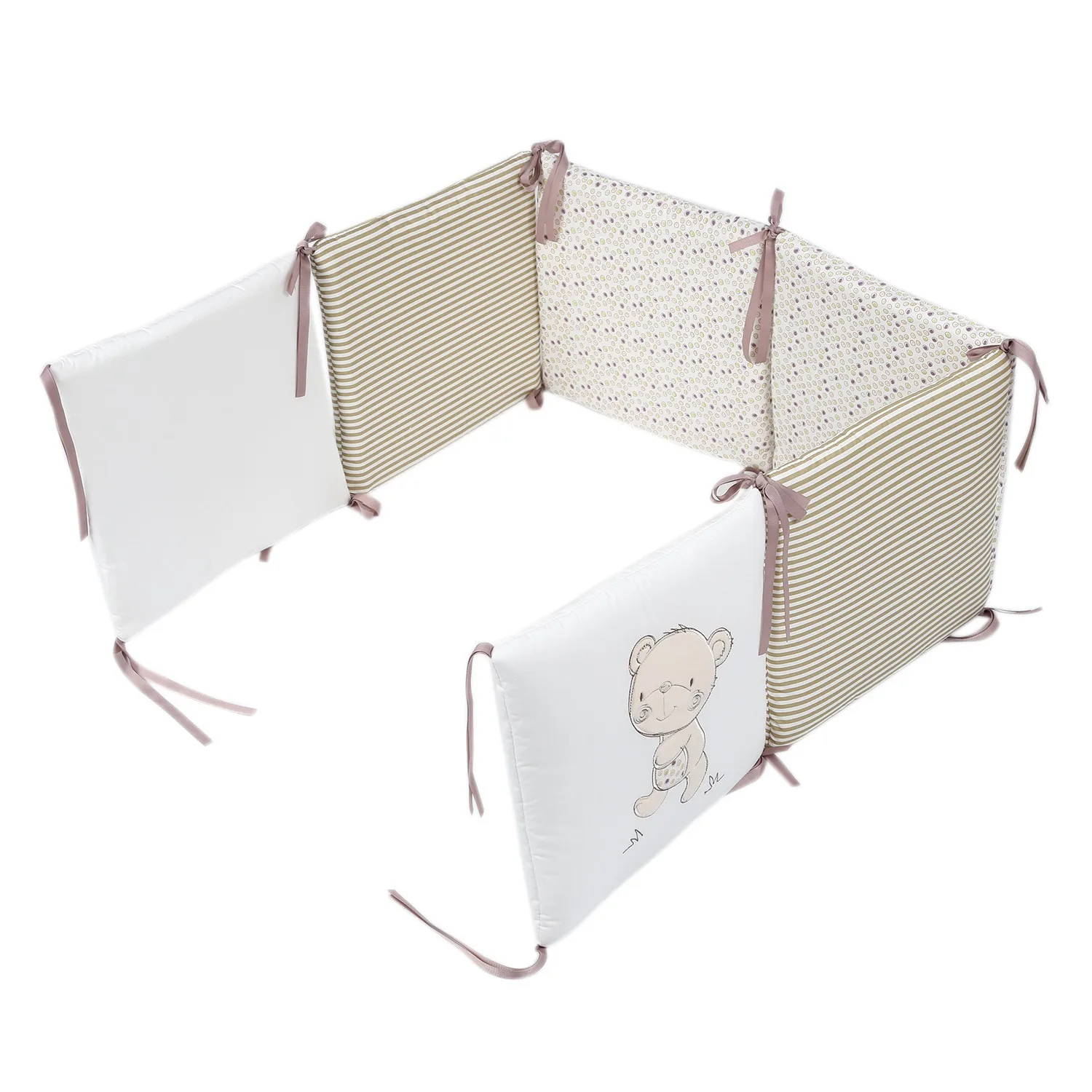 B49B-6Pcs الطفل السرير حامي سرير الوفير منصات سرير بيبي الوفير في سرير المهد الوفير سلامة القطن مزيج طقم سرير الطفل السكك الحديدية #4