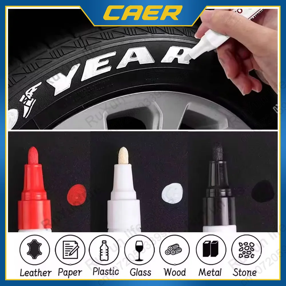 1Pc Car Oily Painting Pen Waterproof Permanent Graffiti Touch Up Tyre Marker Auto Rubber Tire Tread Mark Pen for Bike Cars Metal