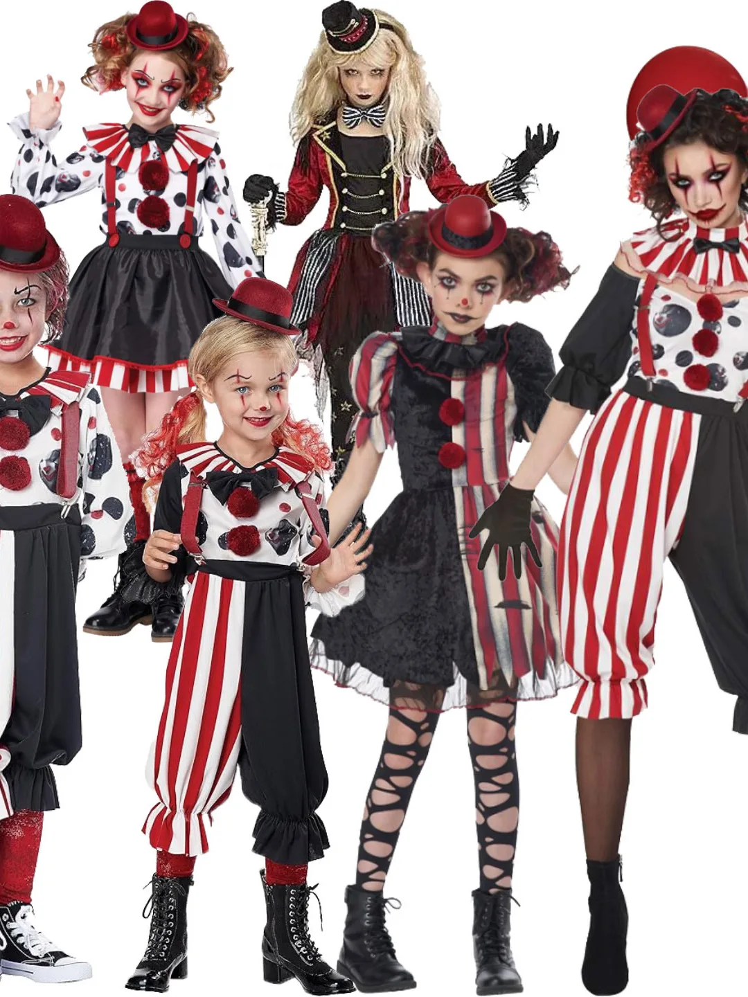 Halloween Clown Costume Set for Kids And Adults Stage Performance Circus Theme Party Dress up Clothes Polyester Fiber