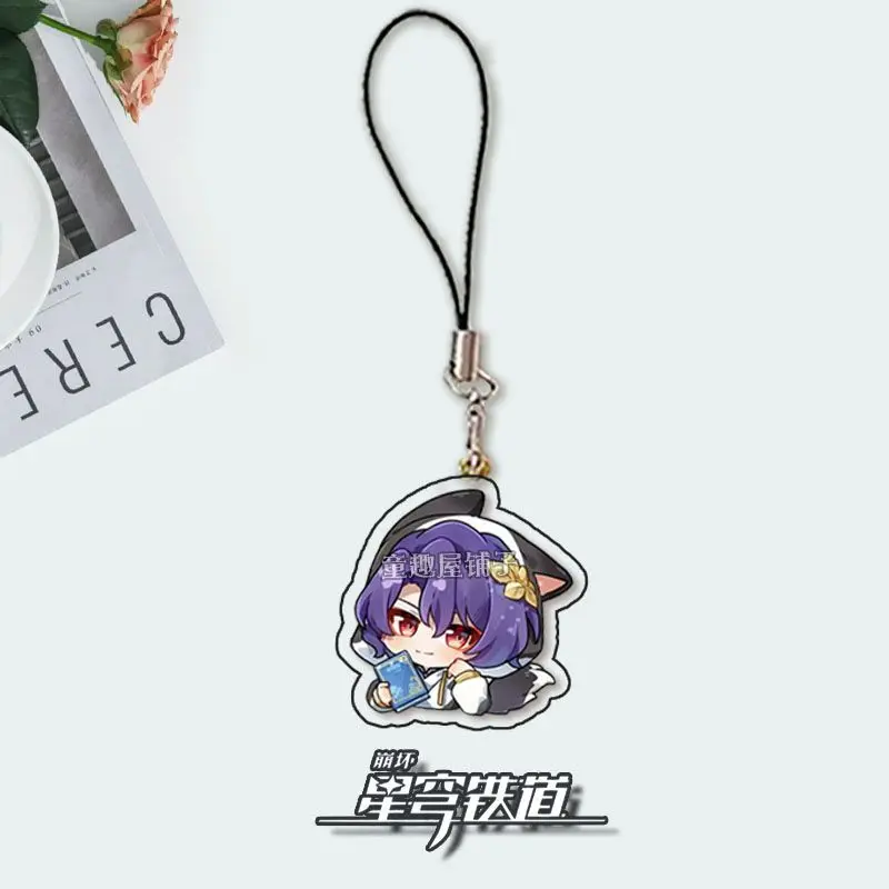 Dr Ratio Aventurine Anime KeyChain Honkai Star Rail Men Key Chain for Women Fashion Creative Figure Acrylic Keyring Pendant Gift