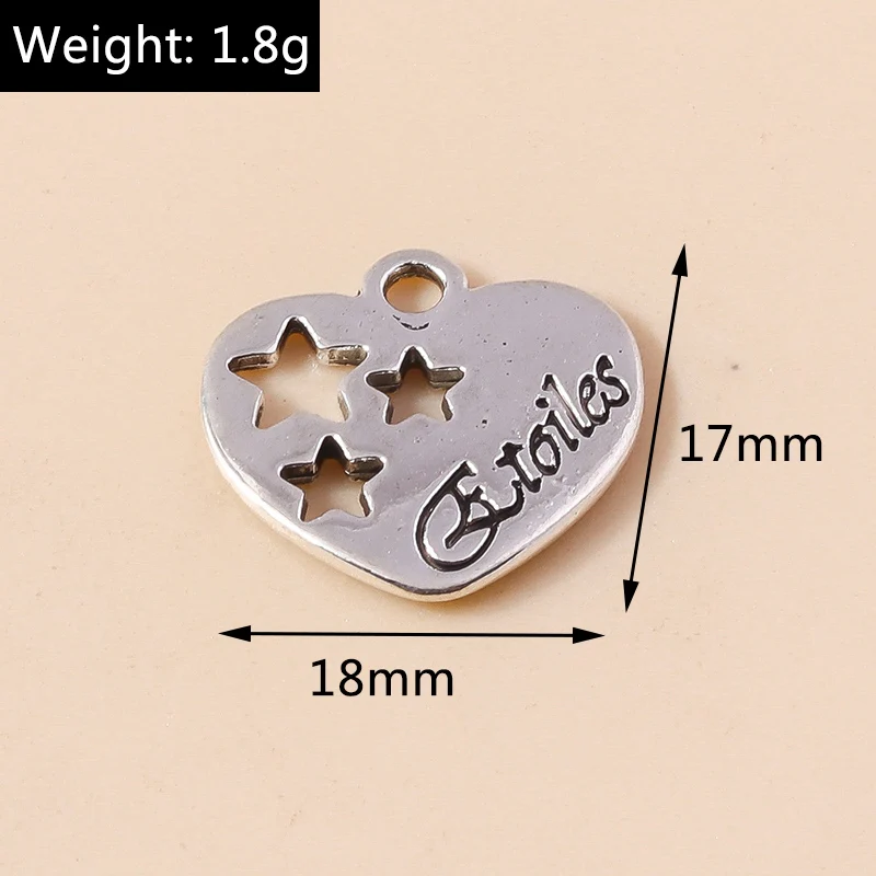Leslie 15 pièces 17mm alliage étoiles breloques étoile coeurs pendentifs pour la fabrication de bijoux boucles d'oreilles colliers Bracelets bricolage