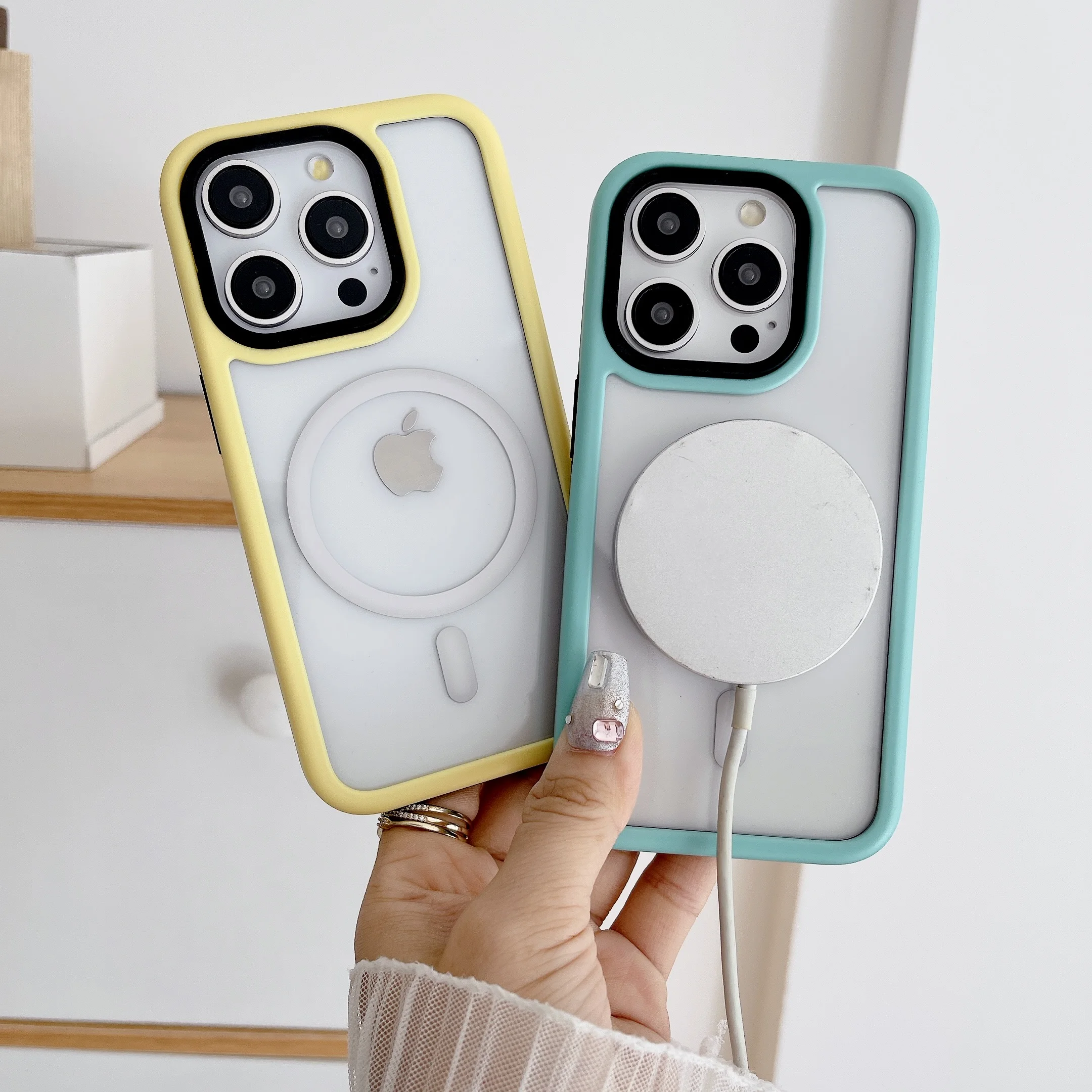 Candy Color Transparent Magnetic Cover For iPhone 16 Pro Max 16 Plus Wireless Charging Case For iPhone 15 Pro 14 13 Hard Cases