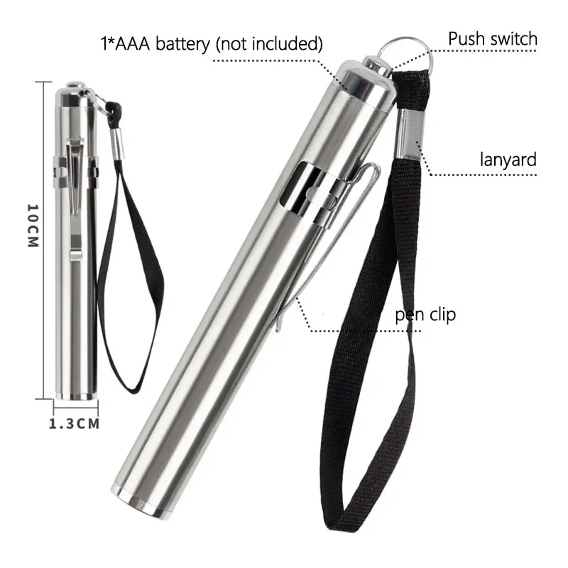 Pen Light Mini Portable LED Flashlight  1 Mode led flashlight torch For the dentist and for Camping Hiking Out Use AAA battery