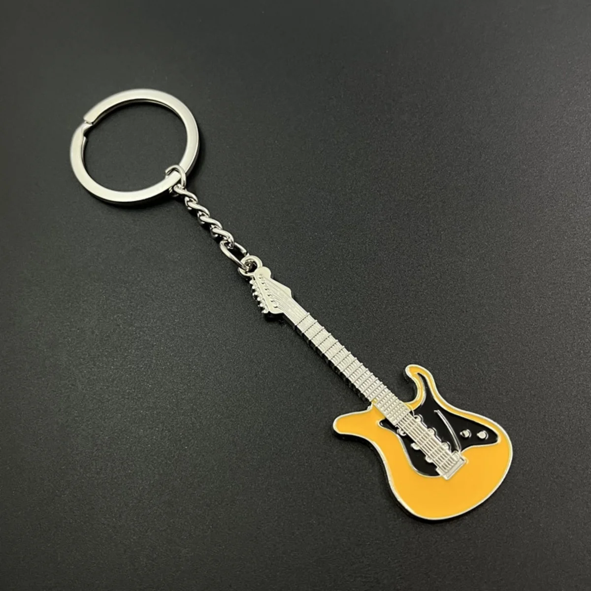 Creative Mini Musical Instruments Guitar Keychain Multi-Color Rhinestone Keyring Women Men Car Handbag Phone Case Pendent Gift image 3