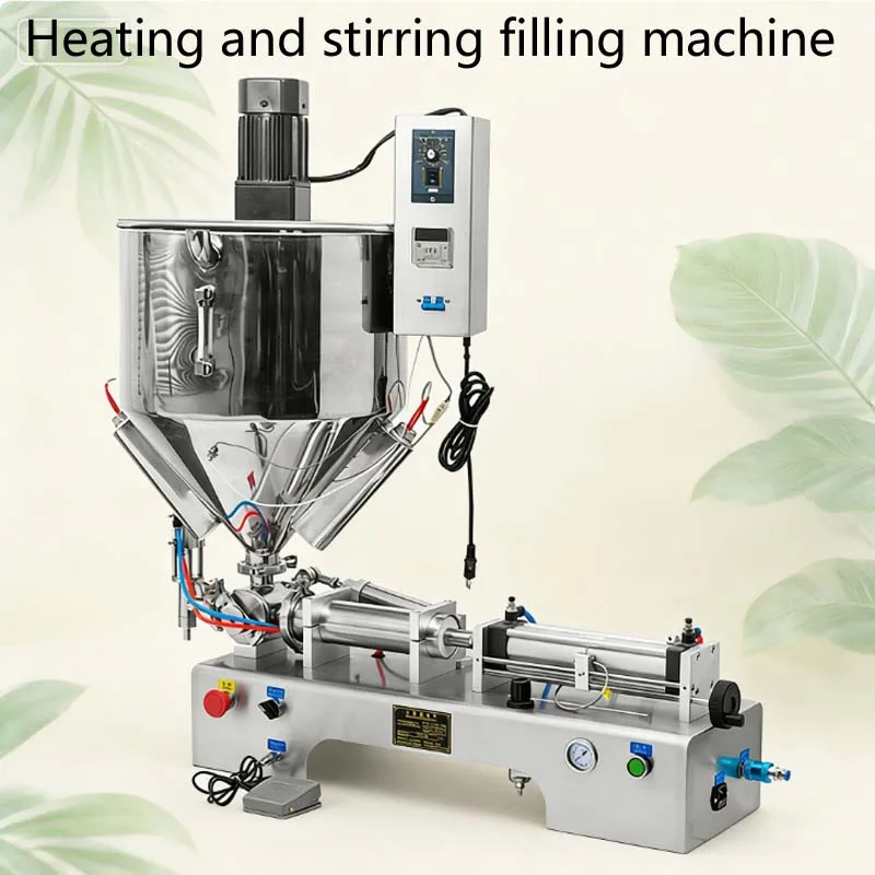 Commercial piston pneumatic single head foot control filling machine stainless steel heating stir type filling machine