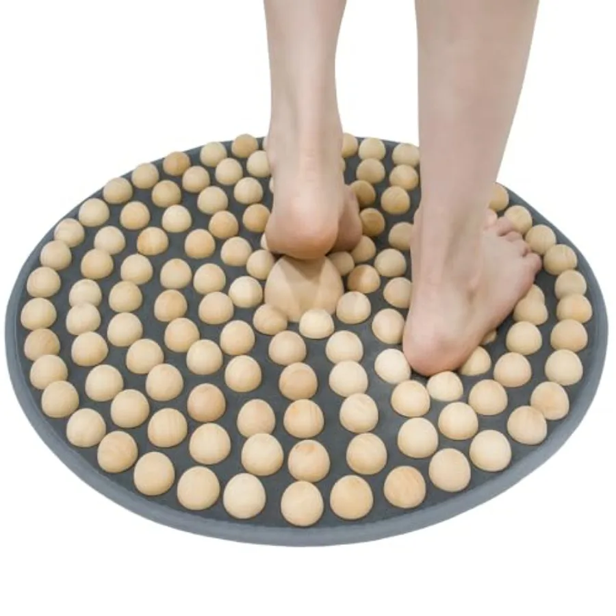 Wood Foot Acupressure Mat for Daily Relaxation and Foot Care Ergonomic Design with Foldable Pressure Point Pad for Home Office