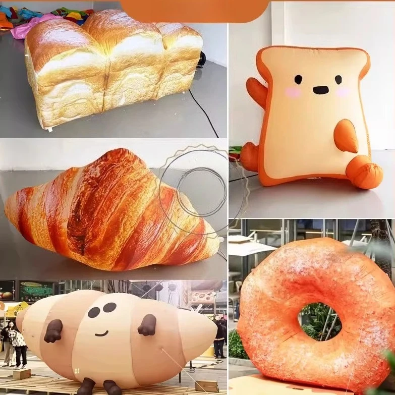Cartoon Inflatable Toast Bread Bagel Air Model Simulation Dessert Bakery Entrance Market Activity Drainage Props