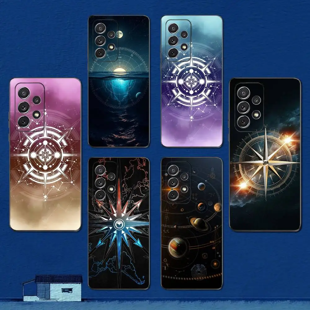 

Cool Compass Art Phone Case For Samsung S22,S21,S20,S10,S9,S25,S24,S23,Ultra,FE,Plus,Lite,Soft Silicone Black Cover