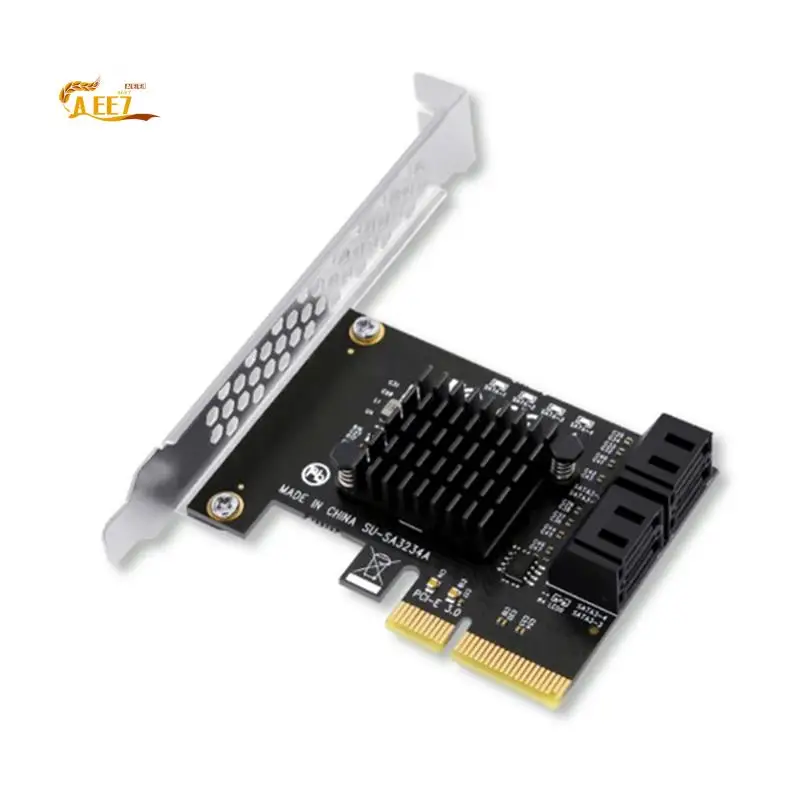 

AEE7-PCIE X4 To SATA Card PCI-E Adapter PCI-E 3.0 To SATA3.0 Expansion Card 4Port SATA III Add On Card For SSD HDD Mining