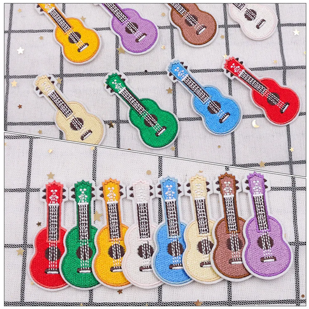 8Pcs Clothing Patch Set Guitar Embroidered Appliques for Jackets Bags Jeans DIY Sewing Supplies Repair Decor Accessories