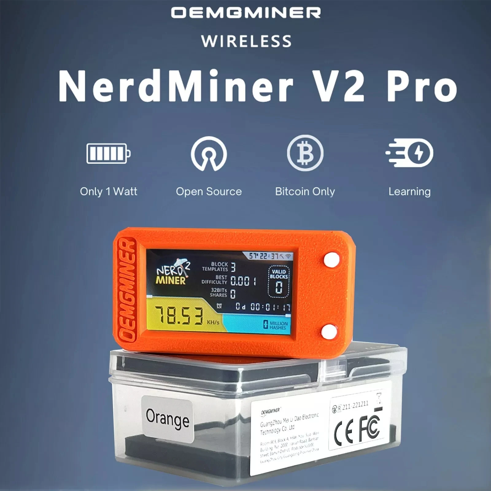 Bitcoin Nerd Miner V2 Pro 78KH/S Mini Bitcoin Lotto Miner BTC Crypto Solo Lottery Nerdminer LCD Display With Shell